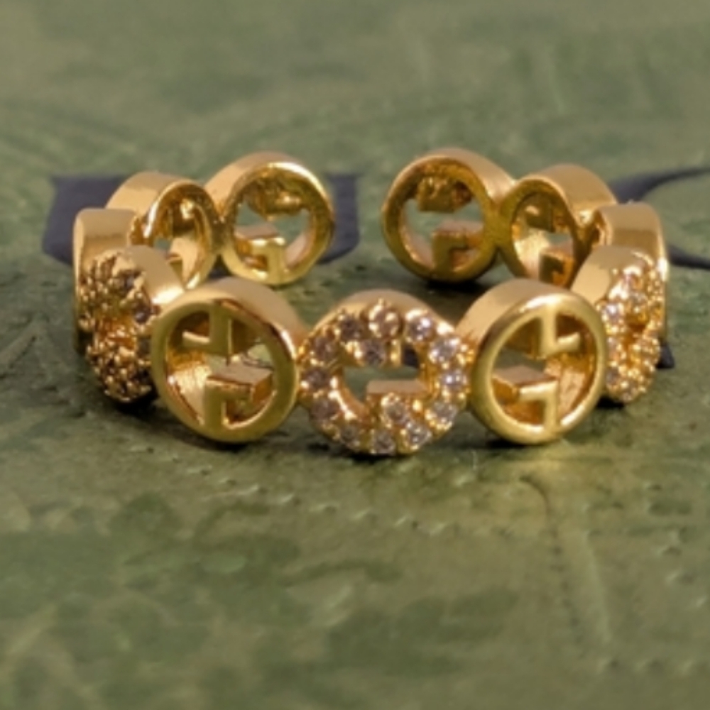 Elegant  Gold Tone Ring with GG Logo Design